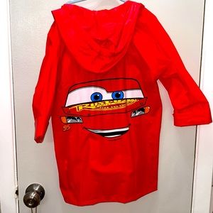 Disney Cars Boys Lightning McQueen Racer Red Rain Coat Long Jacket Kid’s M